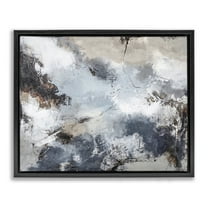 Stupell Industries Grey Organic Abstract Abstract Painting Black Floater Framed Canvas Art Print Wall Art, 21 x 17