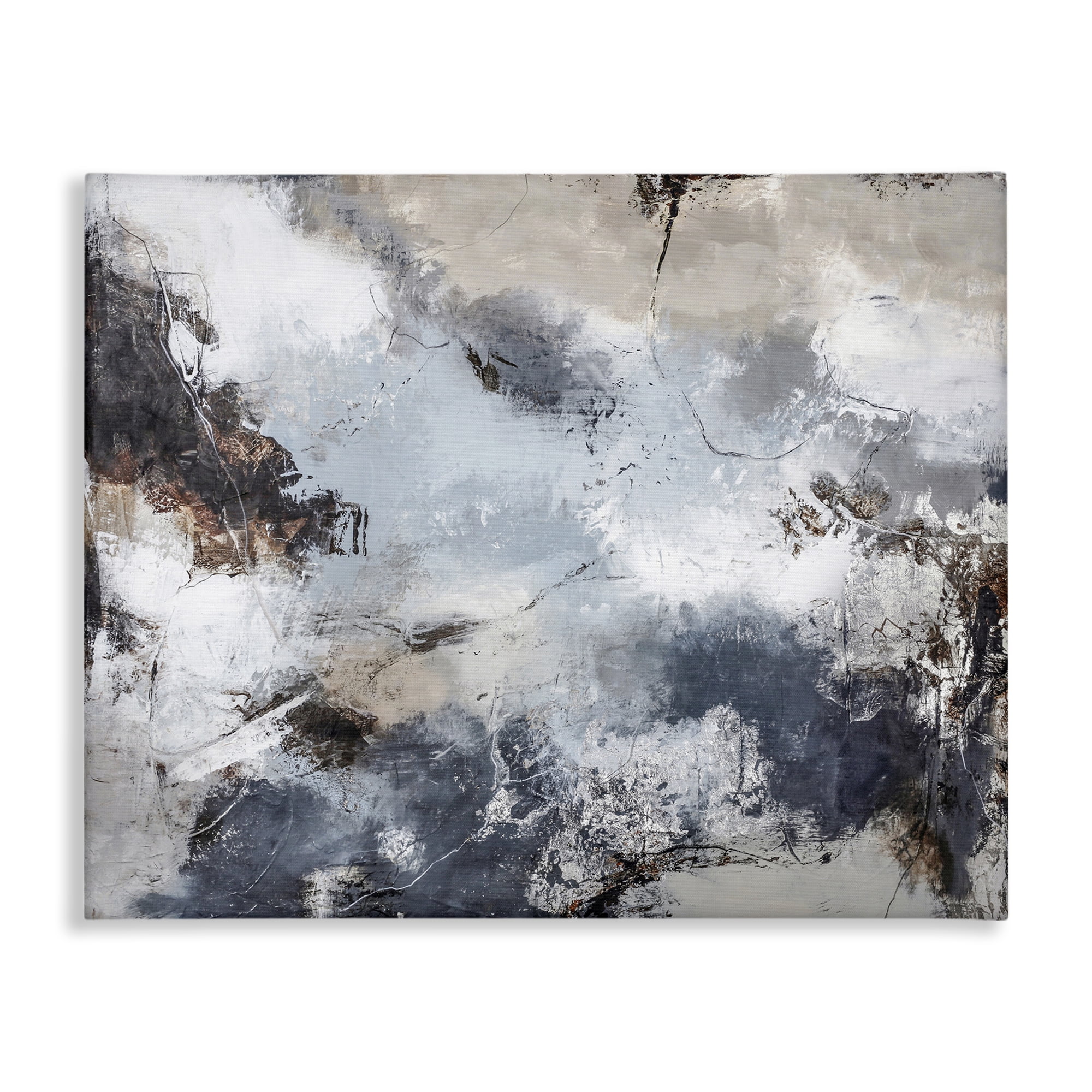 Stupell Industries Grey Organic Abstract Abstract Painting Gallery Wrapped Canvas Art Print Wall Art, 30 x 24