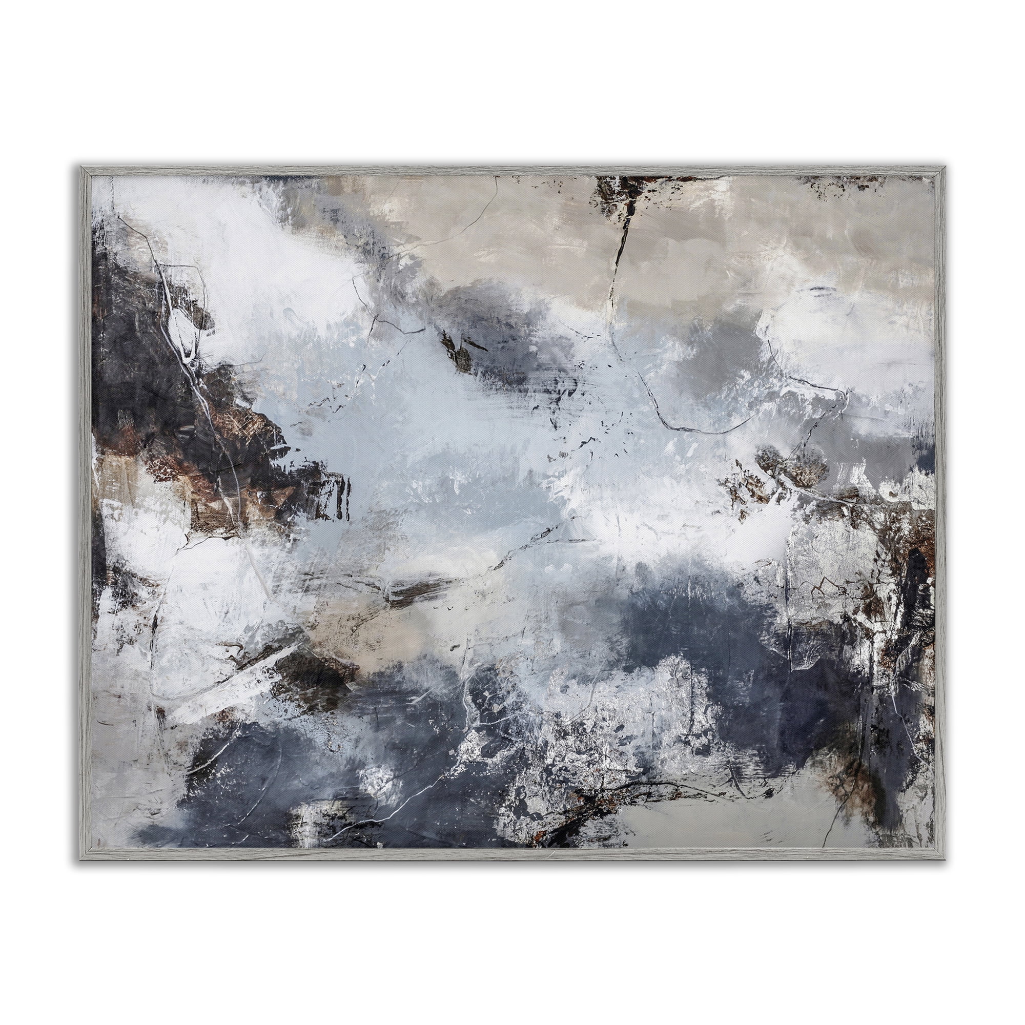 Stupell Industries Grey Organic Abstract Abstract Painting Gray Framed