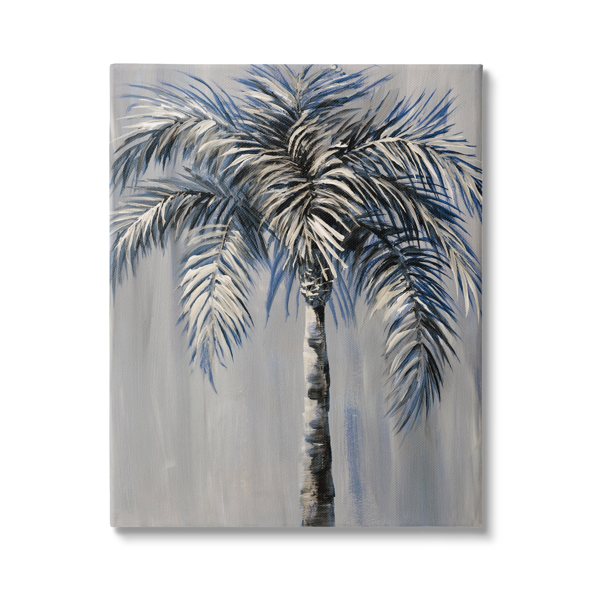 Stupell Industries Grey Palm Tree Painting Nature Painting Gallery Wrapped Canvas Print Wall Art, 36 x 48