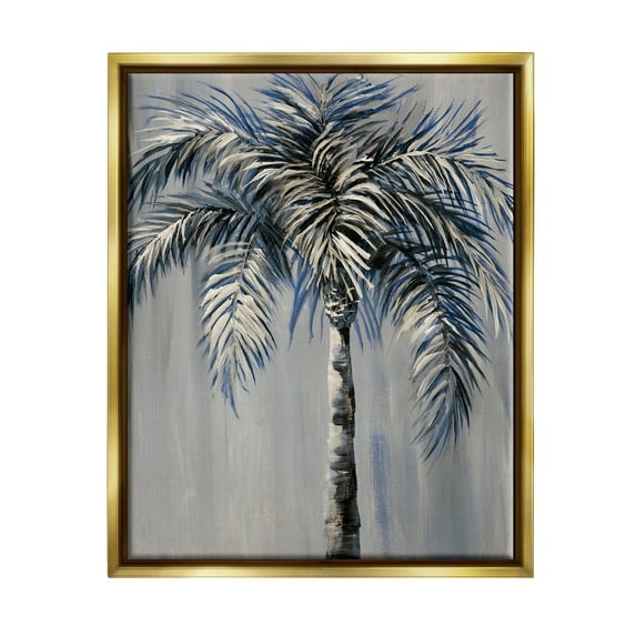 Stupell Industries Grey Palm Tree Painting Nature Painting Gold Floater Framed Art Print Wall Art, 17 x 21