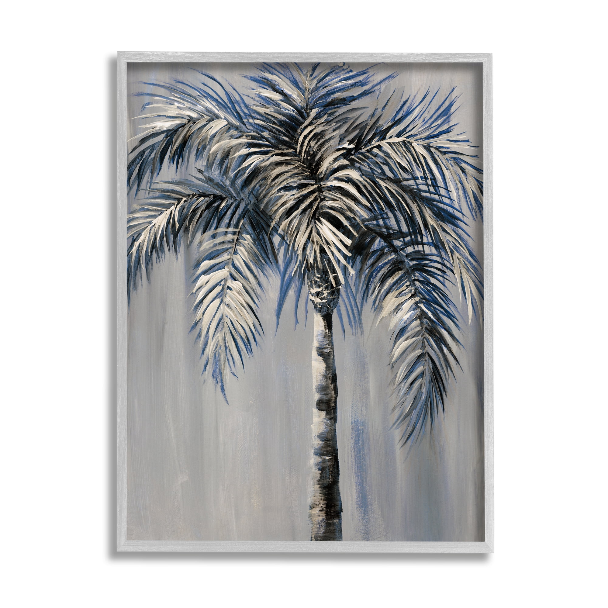Stupell Industries Grey Palm Tree Painting Nature Painting Gray Framed Art Print Wall Art, 16 x 20