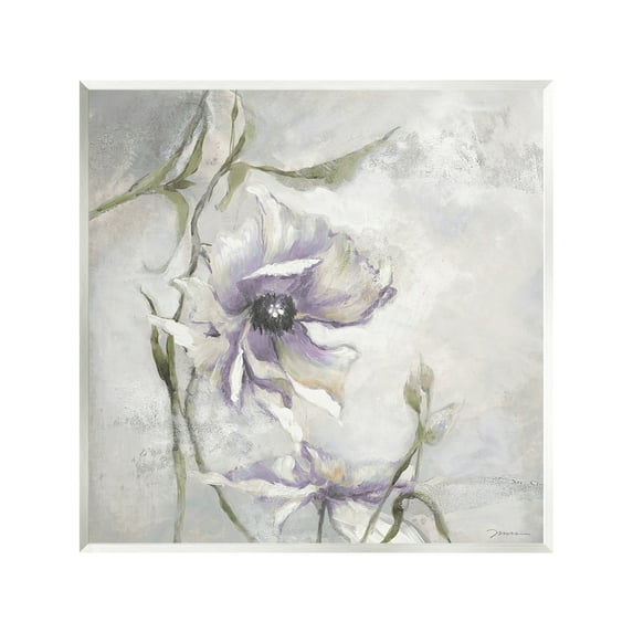 Stupell Industries Grey & Purple Flower Botanical & Floral Painting Unframed Art Print Wall Art, 12 x 12