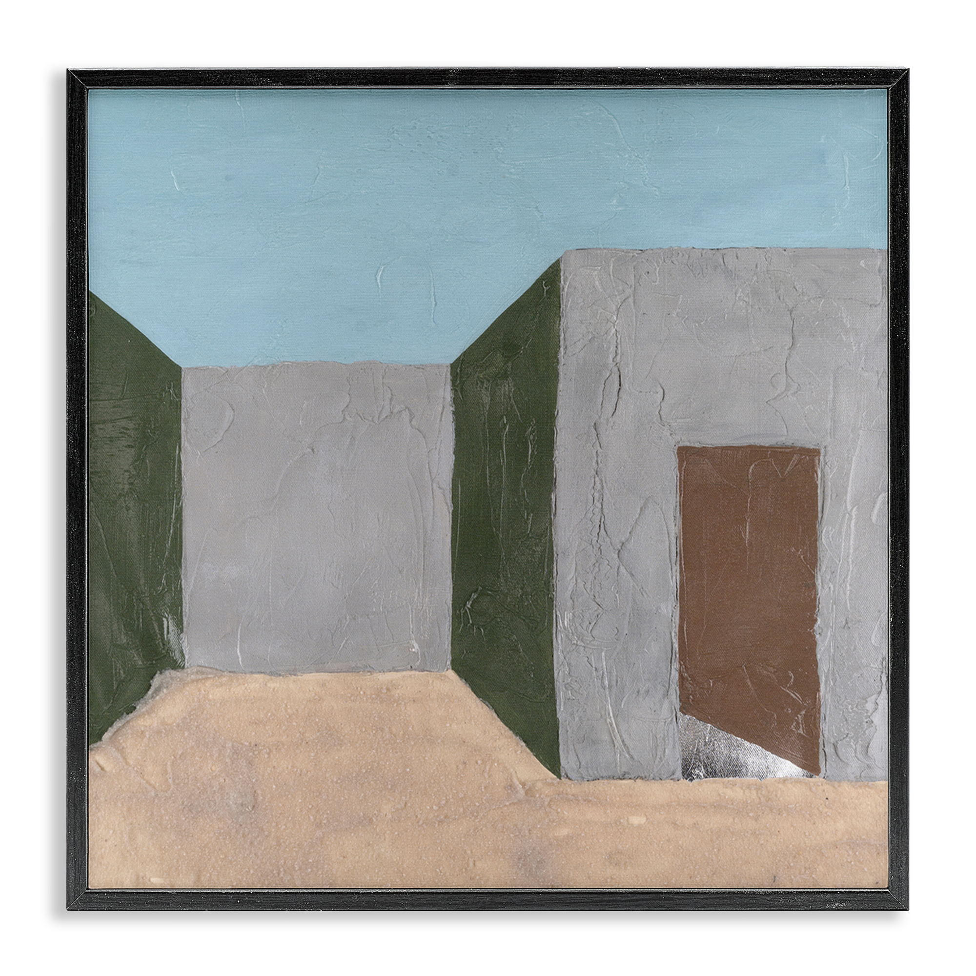 Stupell Industries Grey Rustic Building Buildings & Architecture Painting Black Framed Art Print Wall Art, 24 x 24