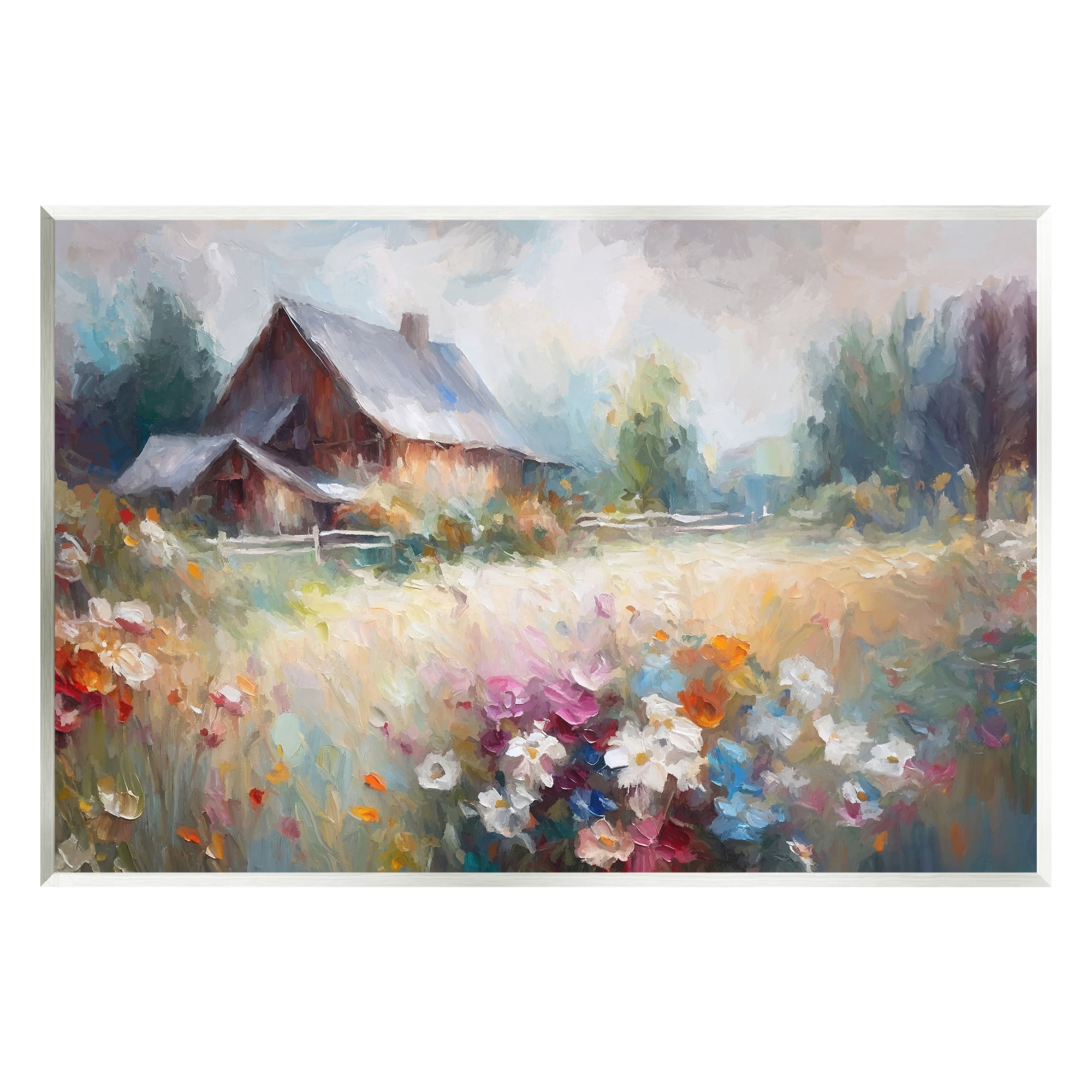 Stupell Industries Grey Rustic Countryside Landscape Painting Unframed Art Print Wall Art, 19 x 13