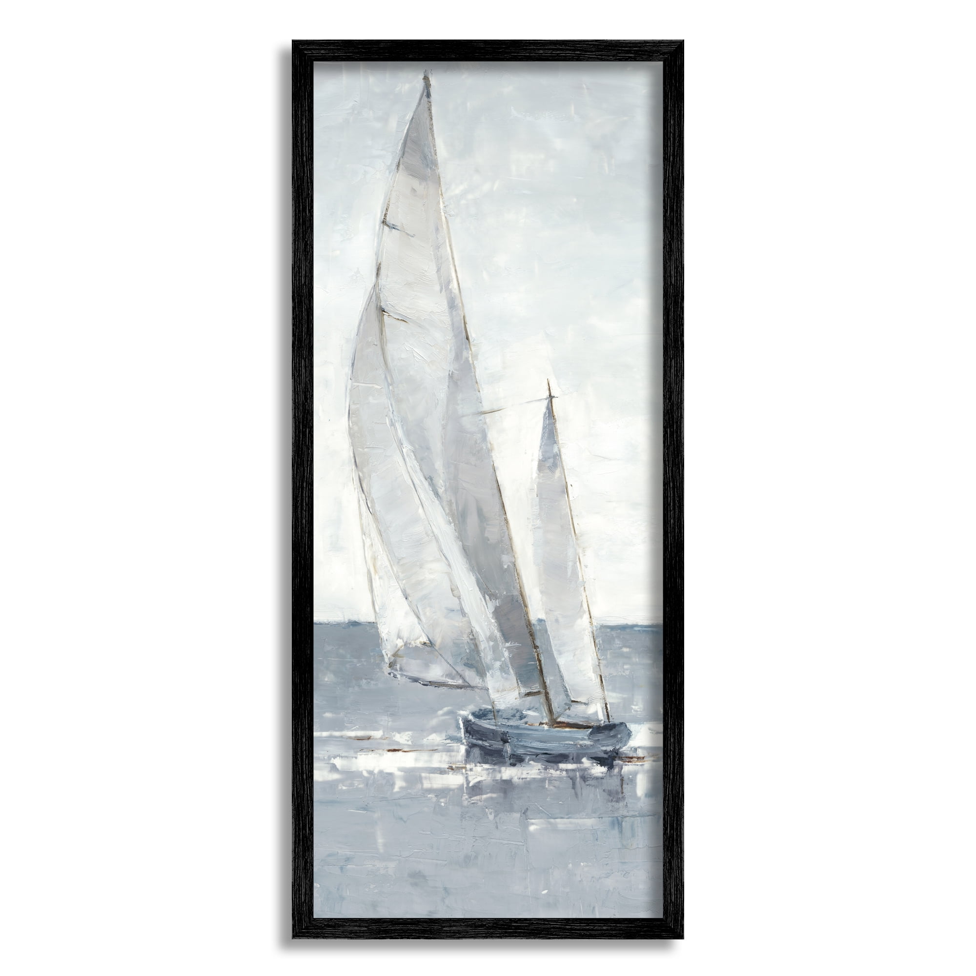 Stupell Industries Grey Sailboat Nautical Abstraction Coastal Painting ...