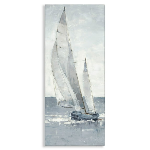Stupell Industries Grey Sailboat Nautical Abstraction Coastal Painting Gallery Wrapped Canvas Print Wall Art