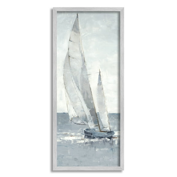 Stupell Industries Grey Sailboat Nautical Abstraction Coastal Painting Gray Framed Art Print Wall Art