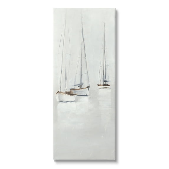 Stupell Industries Grey Sailboats Trio Transportation Painting Gallery Wrapped Canvas Print Wall Art, 17 x 40