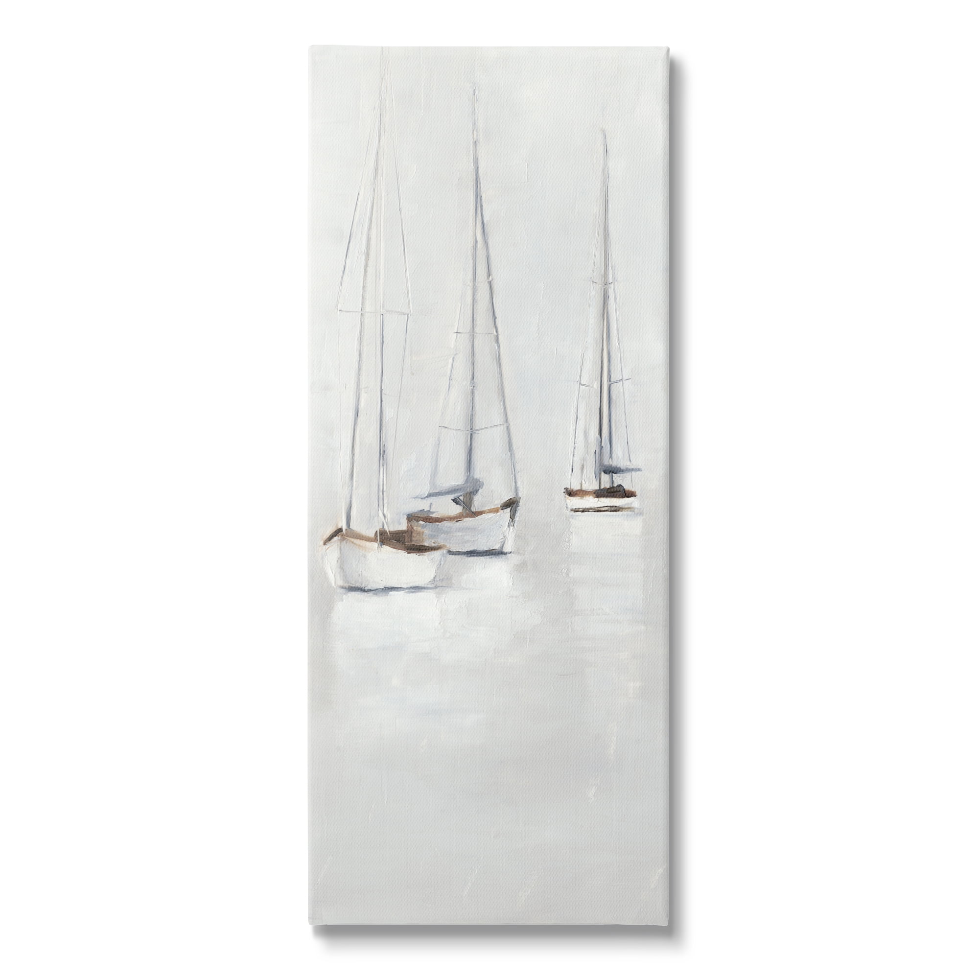 Stupell Industries Grey Sailboats Trio Transportation Painting Gallery Wrapped Canvas Print Wall Art, 20 x 48