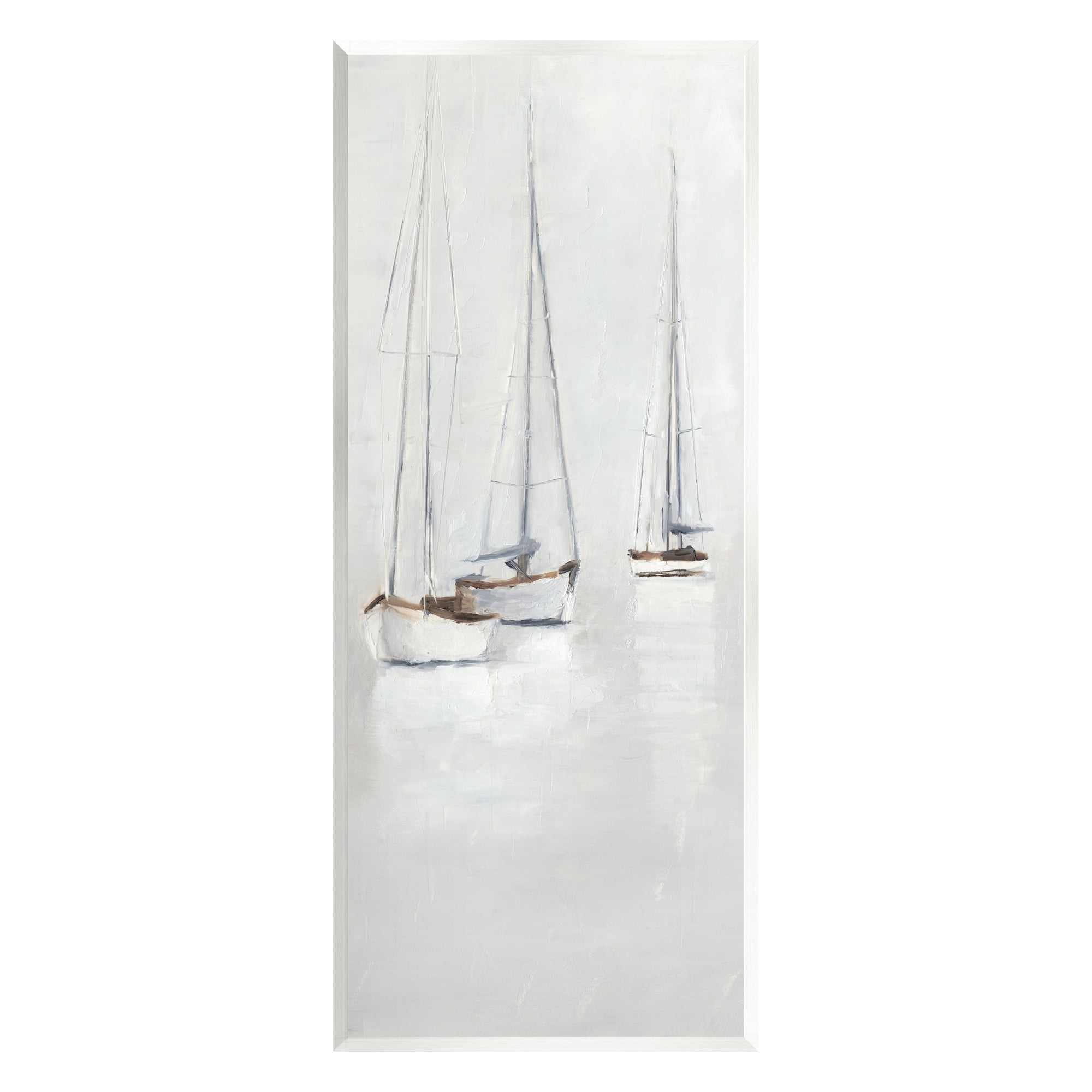 Stupell Industries Grey Sailboats Trio Transportation Painting Unframed Art Print Wall Art, 7 x 17