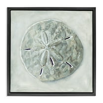 Stupell Industries Grey Sand Dollar Seashell Nature Painting Black Floater Framed Canvas Art Print Wall Art, 18 x 18