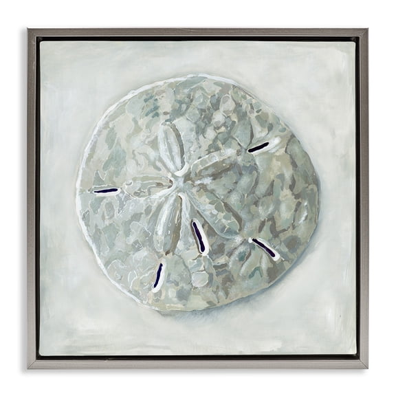 Stupell Industries Grey Sand Dollar Seashell Nature Painting Gray Floater Framed Canvas Art Print Wall Art, 25 x 25