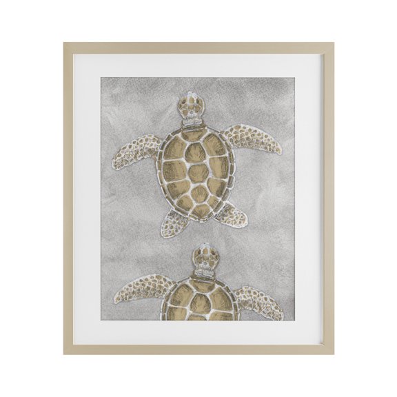 Stupell Industries Grey Sea Turtles Drawing Birch Framed Print Under Glass design by Patti Bishop, 16 x 13