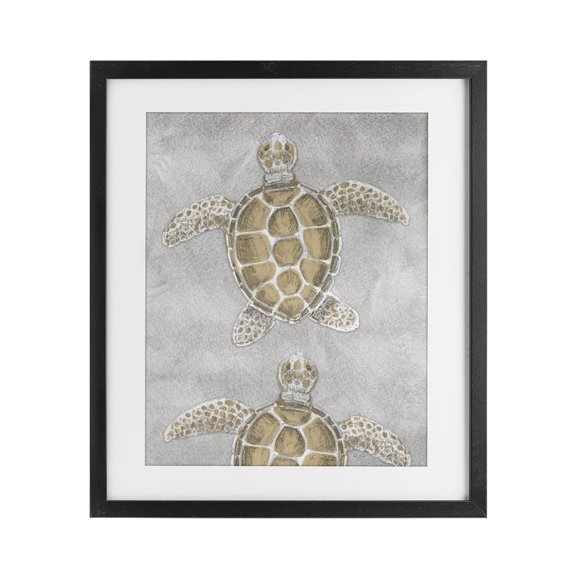 Stupell Industries Grey Sea Turtles Drawing Black Framed Print Under Glass design by Patti Bishop, 21 x 17