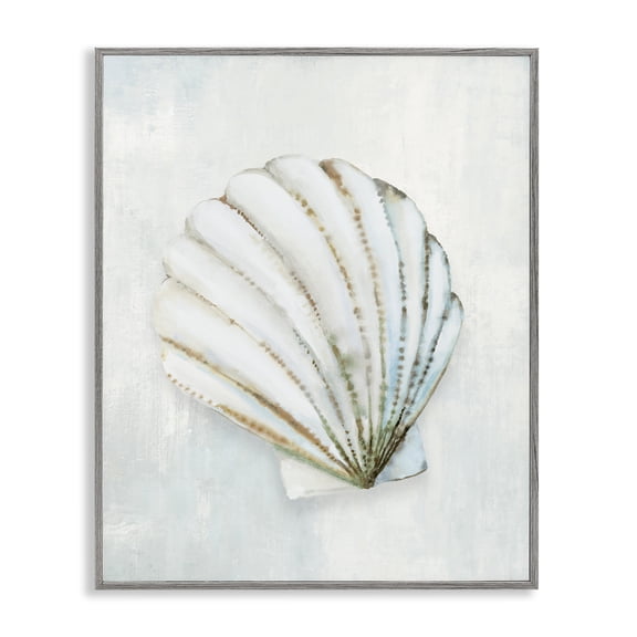 Stupell Industries Grey Seashell Serenity Gray Framed Giclee Art design by Hannah Dawson, 14 x 11