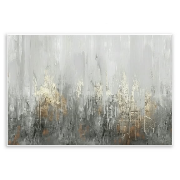 Stupell Industries Grey Silver Abstract Drip Abstract Painting Unframed Art Print Wall Art, 15 x 10