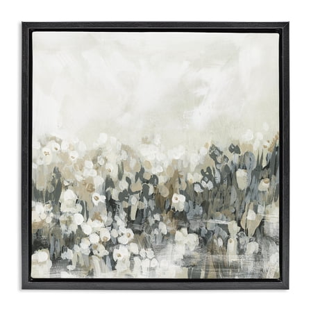 Stupell Industries Grey Speckled Flowers Abstract Painting Black Floater Framed Canvas Art Print Wall Art, 18 x 18