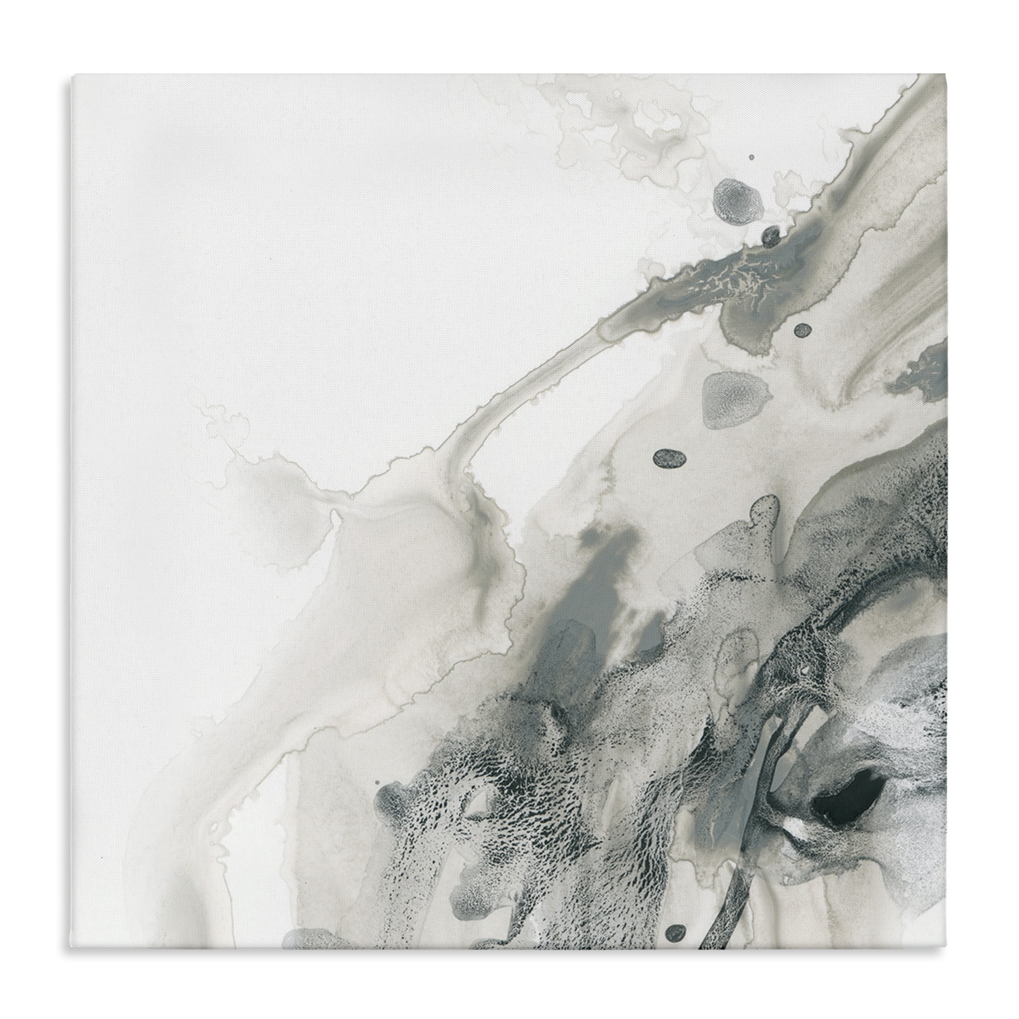 Stupell Industries Grey Splash on White Abstract Painting Gallery Wrapped Canvas Art Print Wall Art, 36 x 36