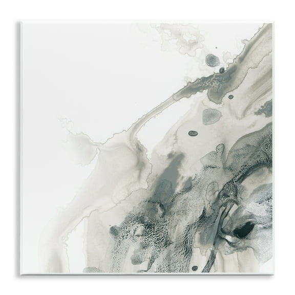 Stupell Industries Grey Splash on White Abstract Painting Unframed Art Print Wall Art, 12 x 12