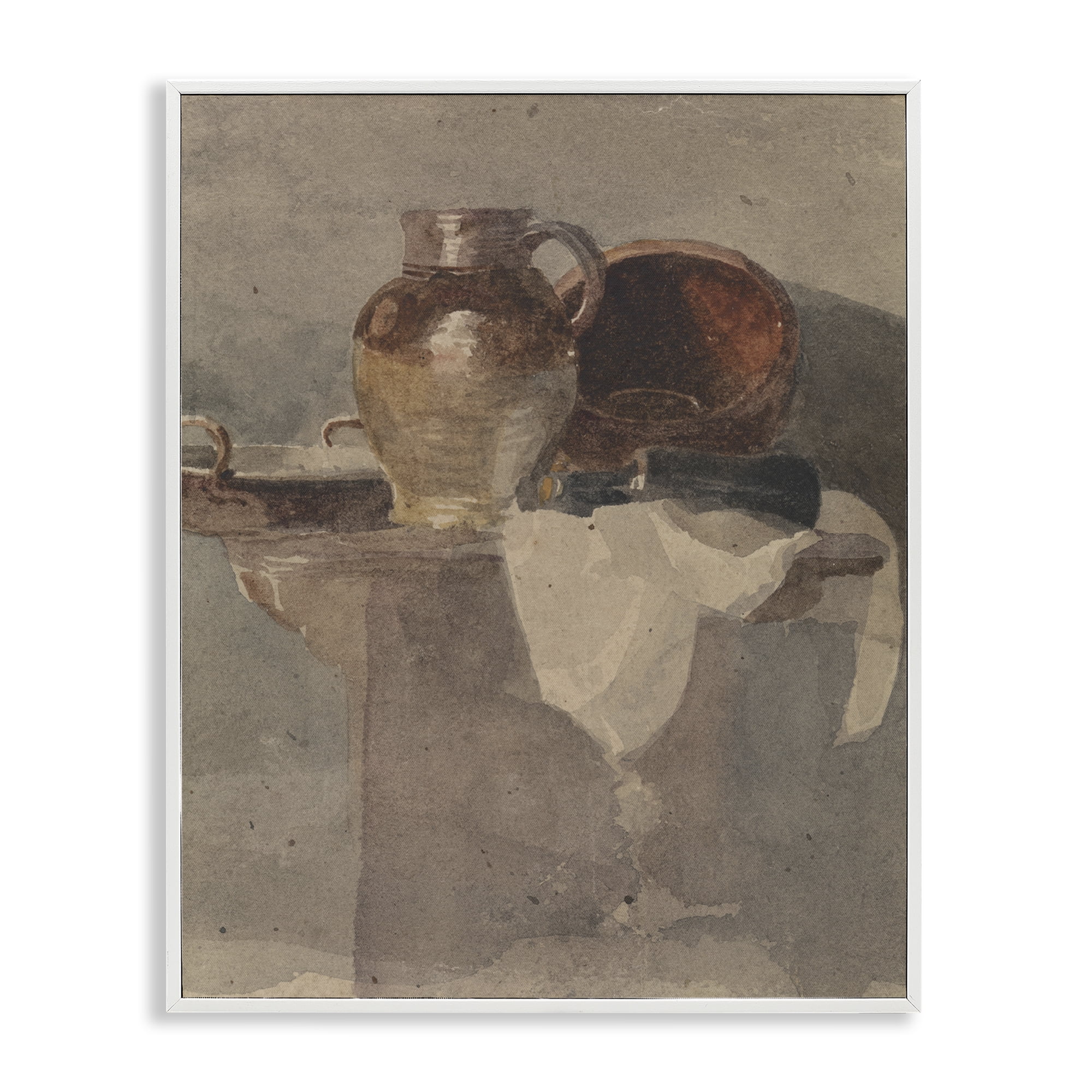 Stupell Industries Grey Still Life Vase History & Language Painting White Framed Art Print Wall Art, 24 x 30