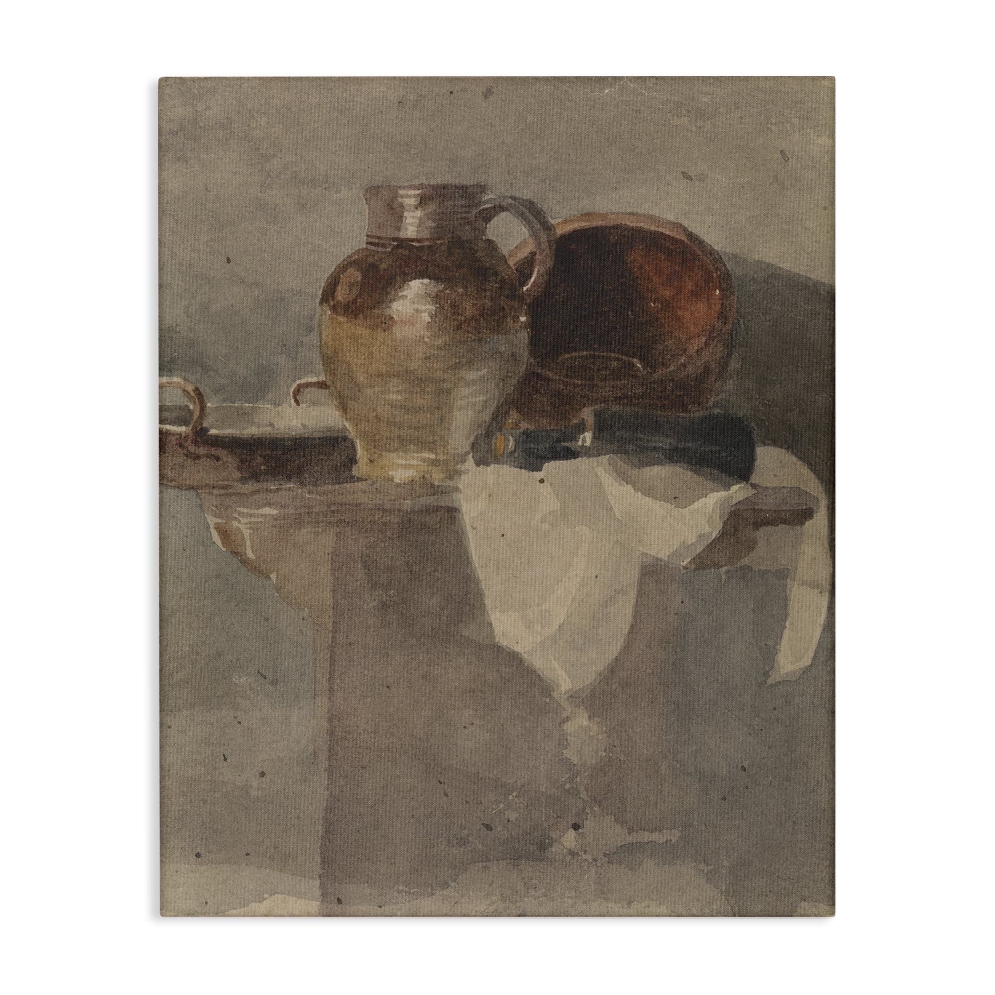 Stupell Industries Grey Still Life Vase History & Language Painting Wrapped Canvas Art Print Wall Art, 24 x 30