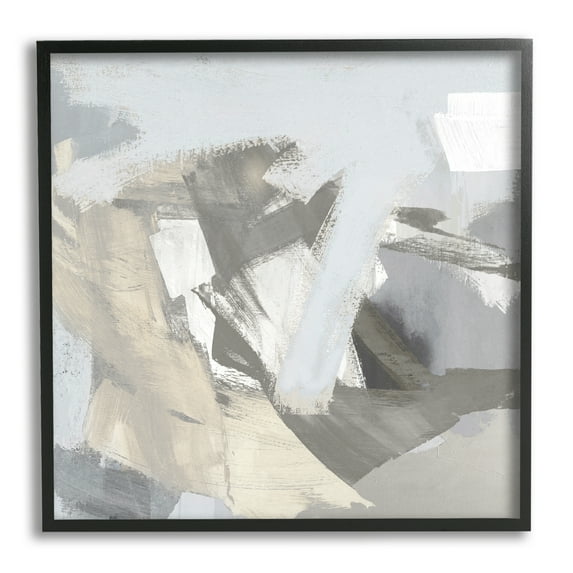 Stupell Industries Grey Subtle Painting Abstract Painting Black Framed Art Print Wall Art, 24 x 24
