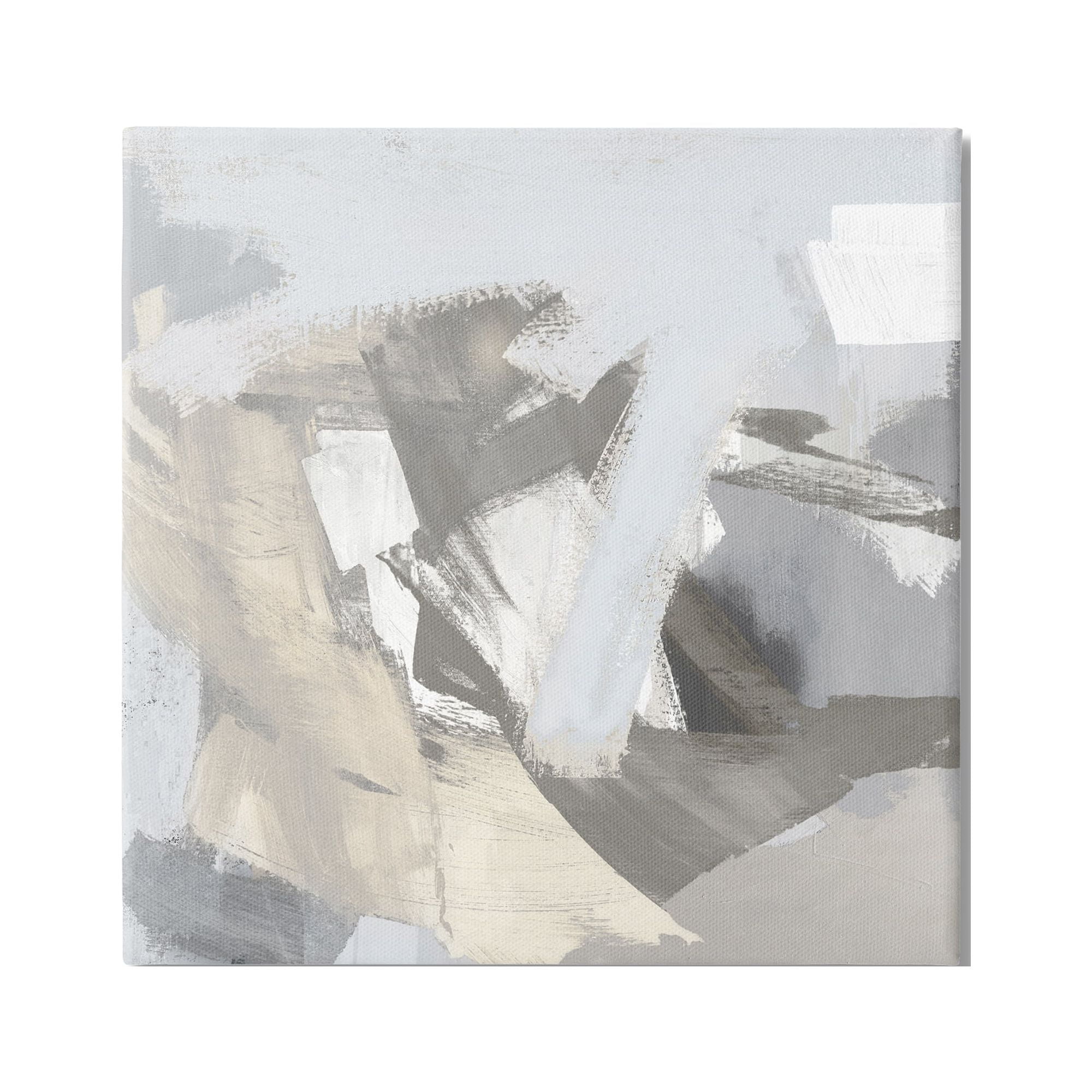 Stupell Industries Grey Subtle Painting Abstract Painting Gallery Wrapped Canvas Art Print Wall Art, 17 x 17