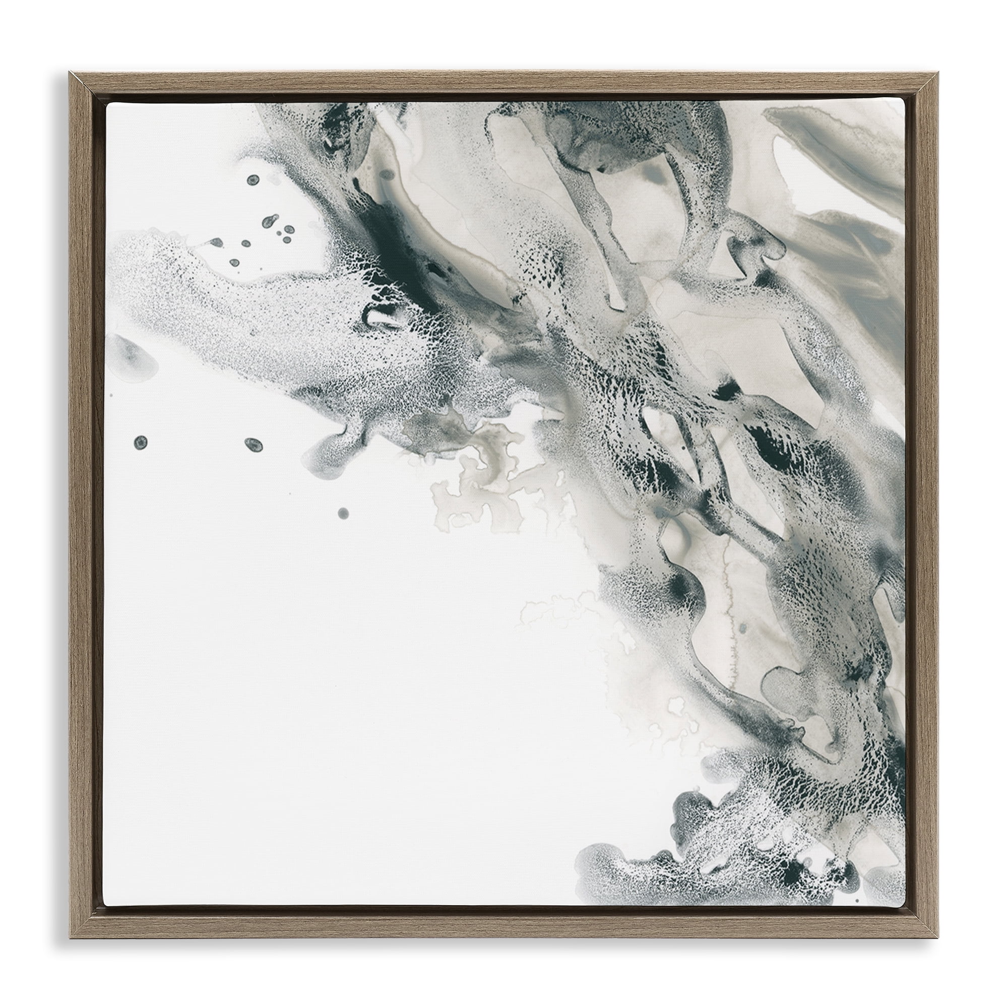Stupell Industries Grey Swirled Liquid Abstract Painting Brown Floater Framed Canvas Art Print Wall Art, 25 x 25