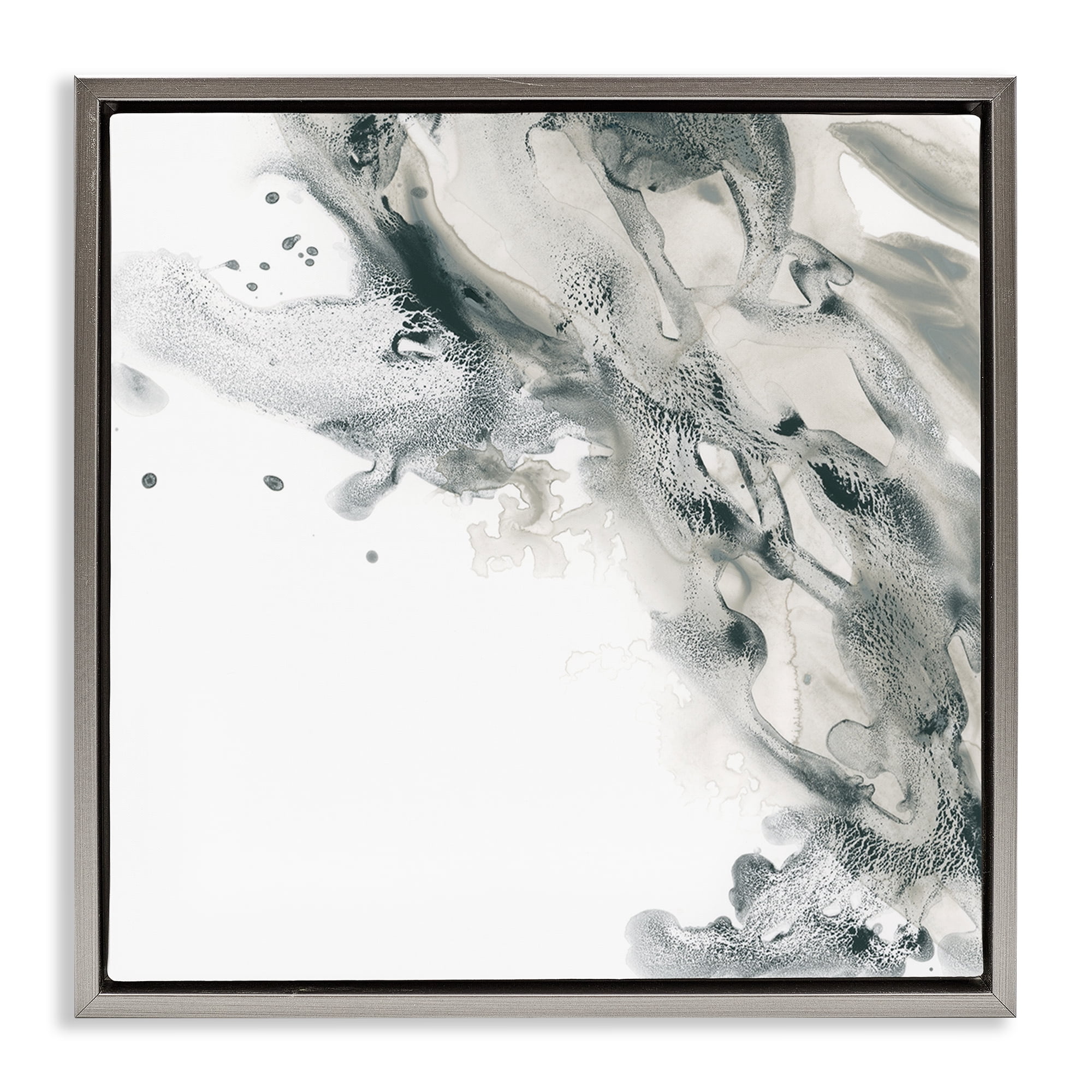 Stupell Industries Grey Swirled Liquid Abstract Painting Gray Floater Framed Canvas Art Print Wall Art, 18 x 18