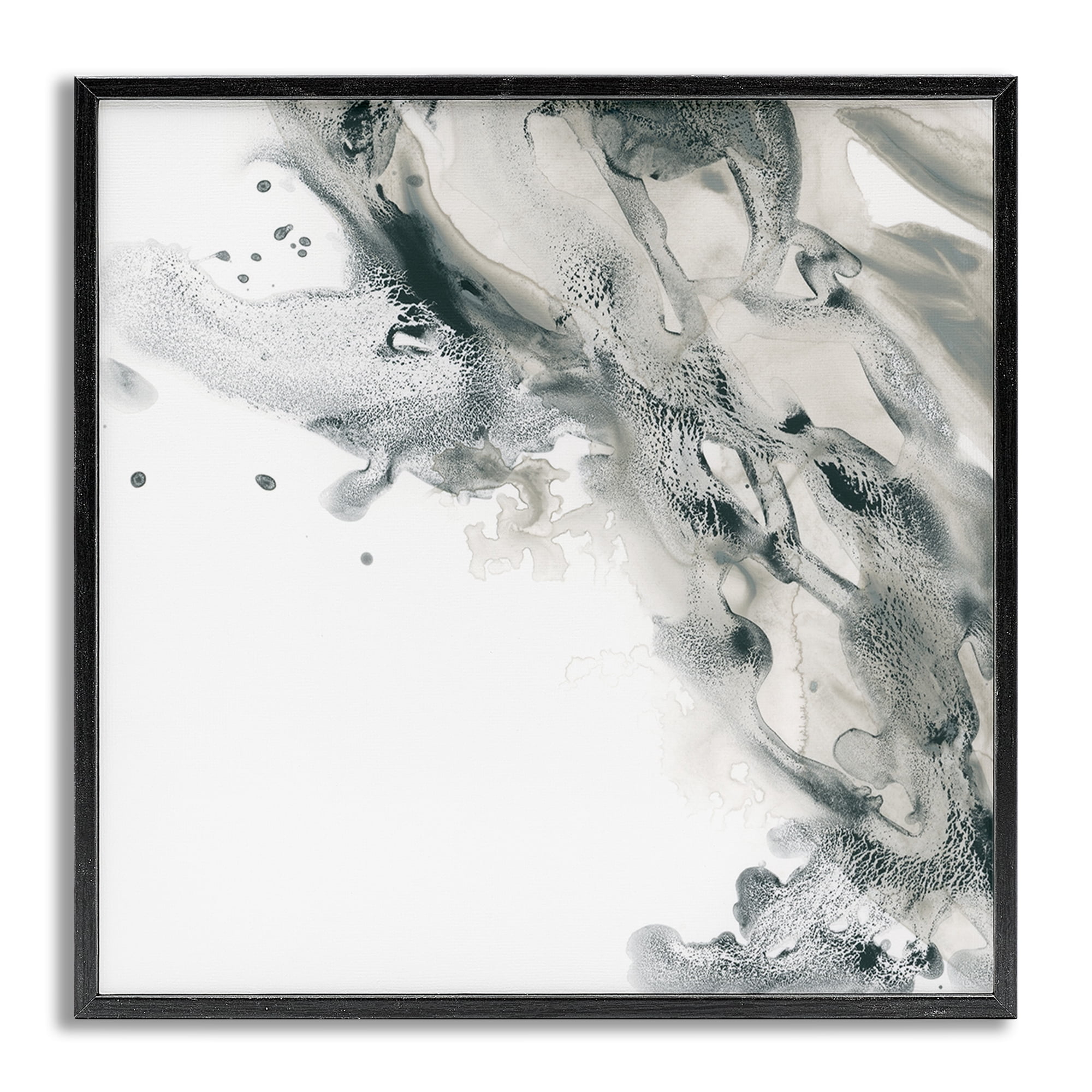 Stupell Industries Grey Swirled Liquid Abstract Painting Gray Framed Art Print Wall Art, 12 x 12
