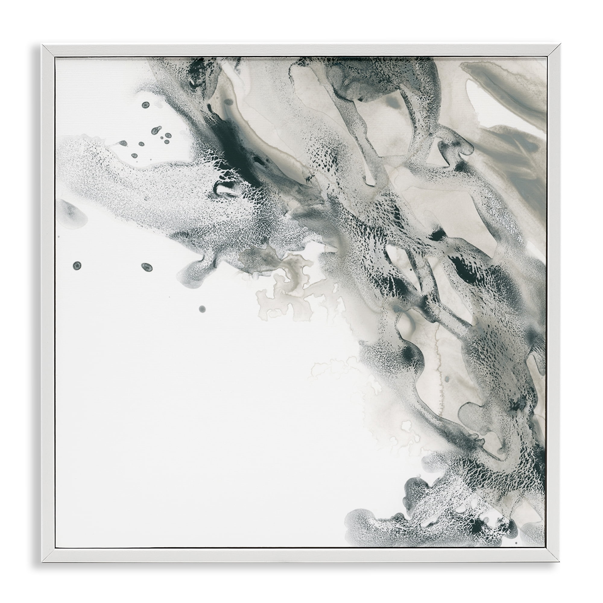 Stupell Industries Grey Swirled Liquid Abstract Painting White Framed Art Print Wall Art, 24 x 24