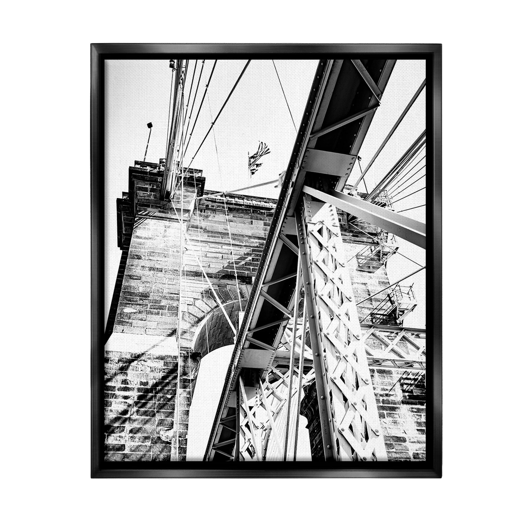 Stupell Industries Grey Urban Bridge Travel & Places Photography Black Floater Framed Canvas Art Print Wall Art, 25 x 31