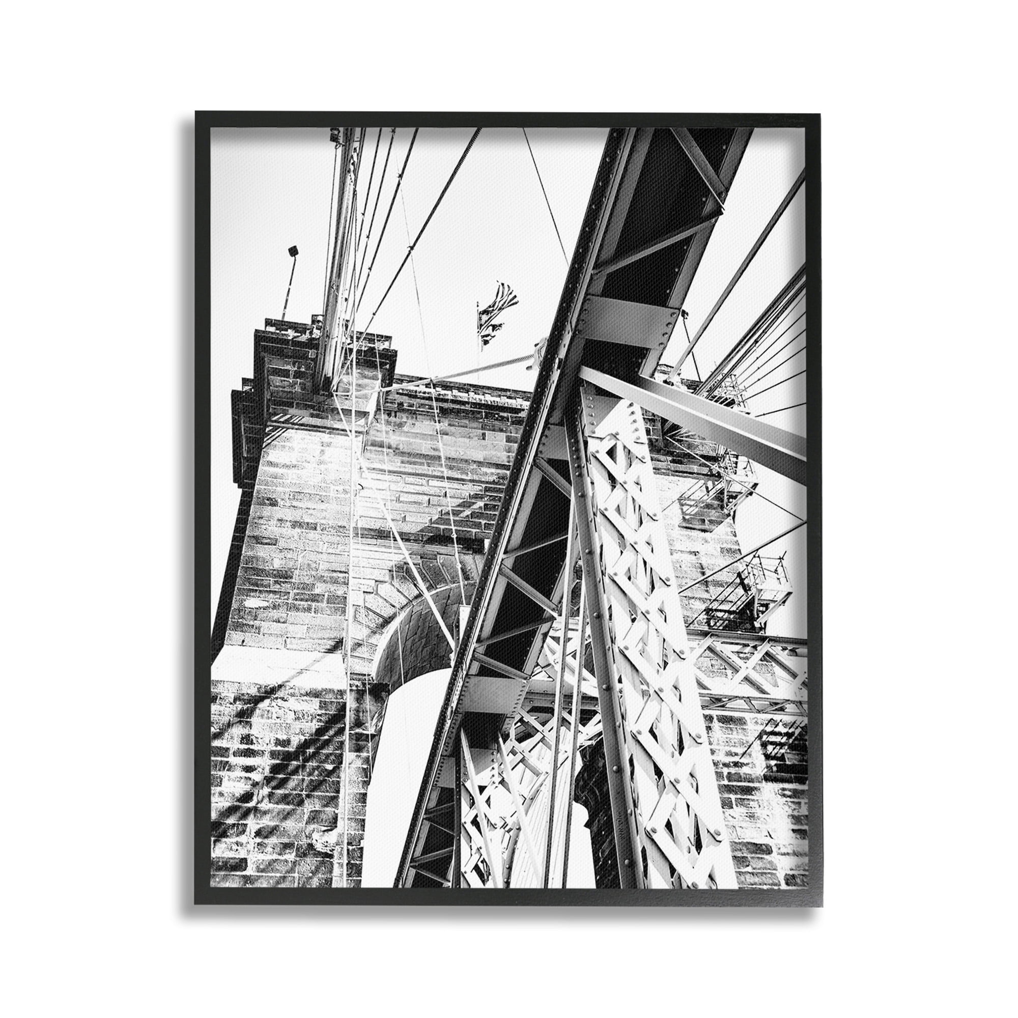 Stupell Industries Grey Urban Bridge Travel & Places Photography Black Framed Art Print Wall Art, 24 x 30
