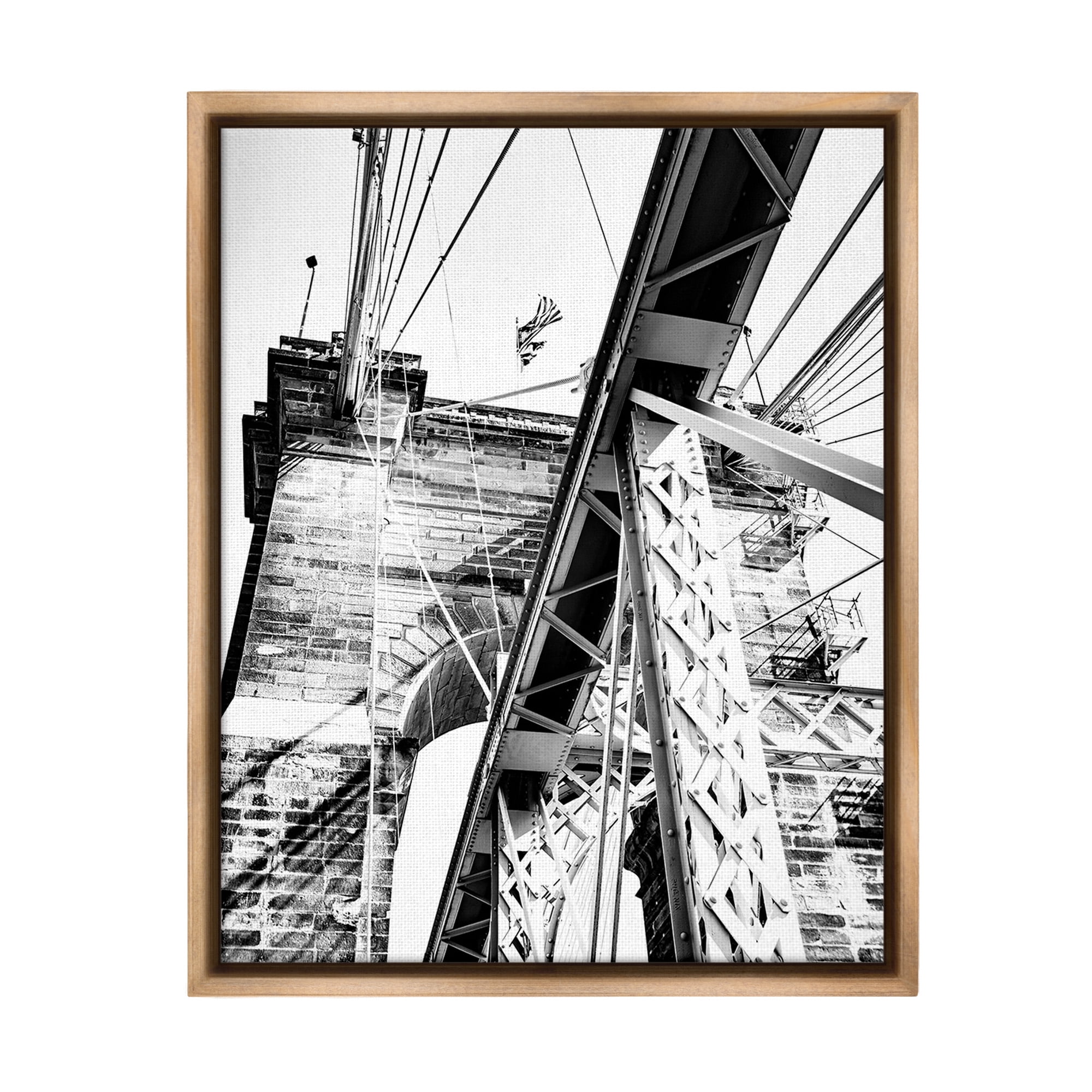 Stupell Industries Grey Urban Bridge Travel & Places Photography Brown Floater Framed Canvas Art Print Wall Art, 25 x 31