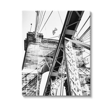 Stupell Industries Grey Urban Bridge Travel & Places Photography Gallery Wrapped Canvas Art Print Wall Art, 16 x 20