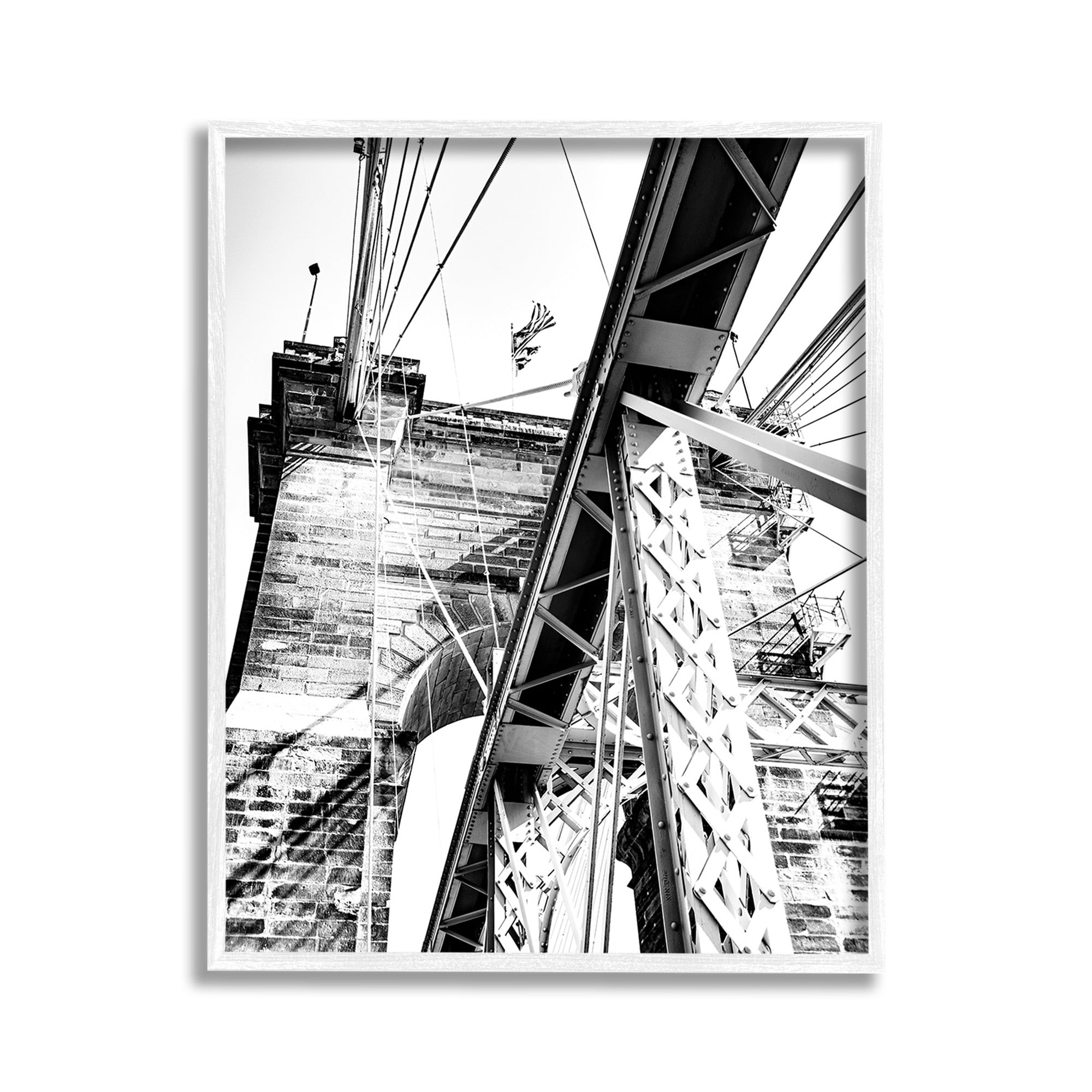 Stupell Industries Grey Urban Bridge Travel & Places Photography White Framed Art Print Wall Art, 11 x 14