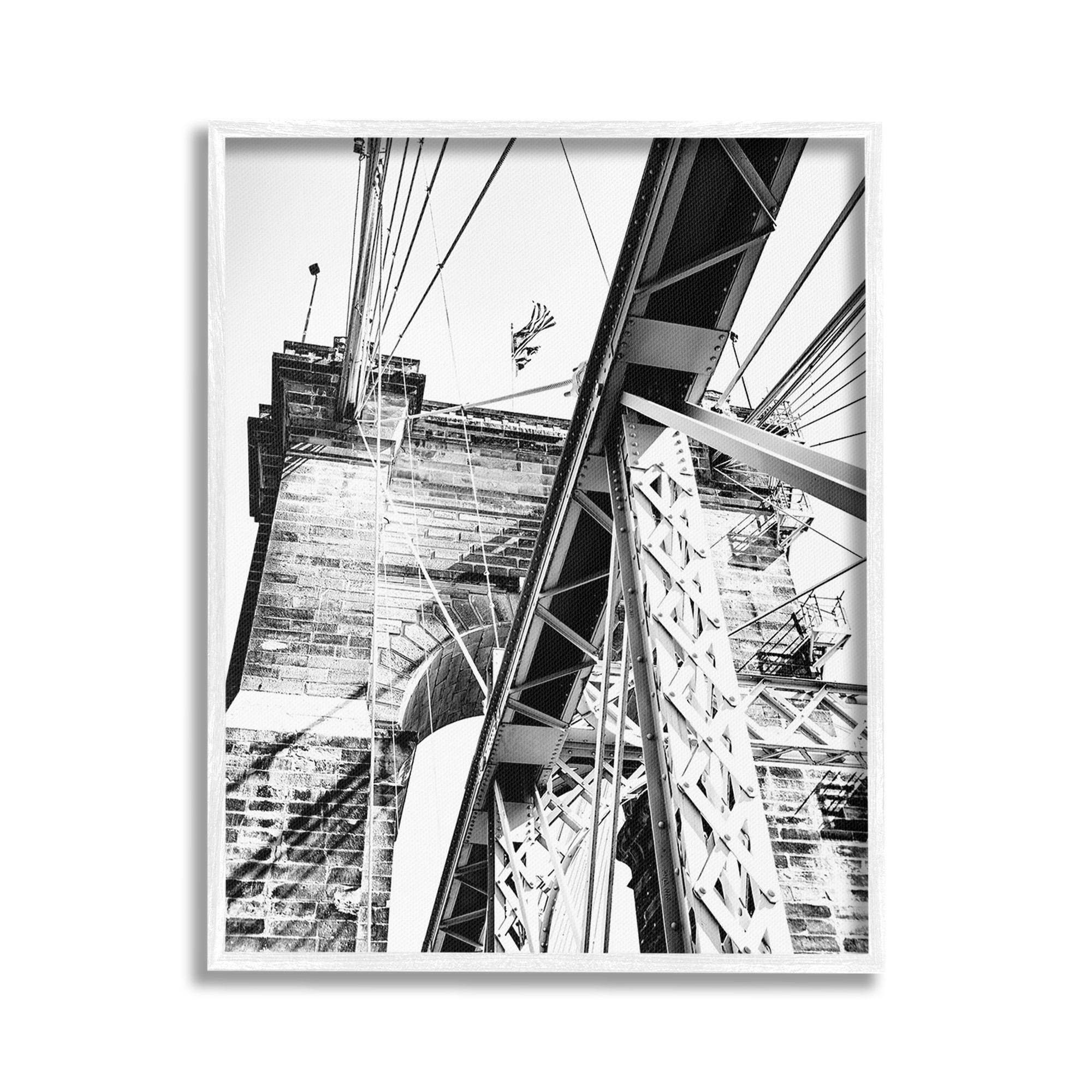Stupell Industries Grey Urban Bridge Travel & Places Photography White Framed Art Print Wall Art, 16 x 20