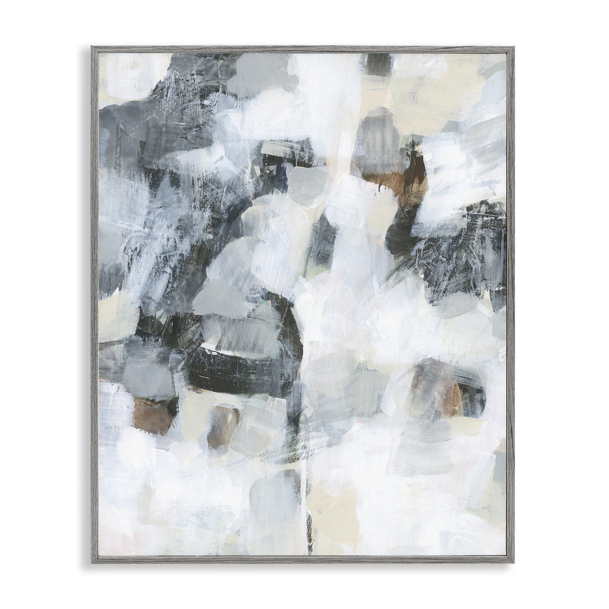 Stupell Industries Grey & White Abstract Pattern Abstract Painting Gray Framed Art Print Wall Art, 11 x 14