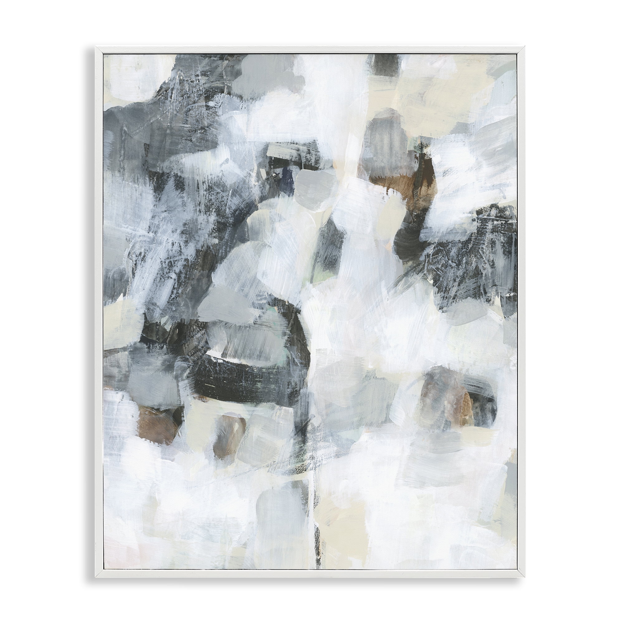 Stupell Industries Grey & White Abstract Pattern Abstract Painting White Framed Art Print Wall Art, 11 x 14