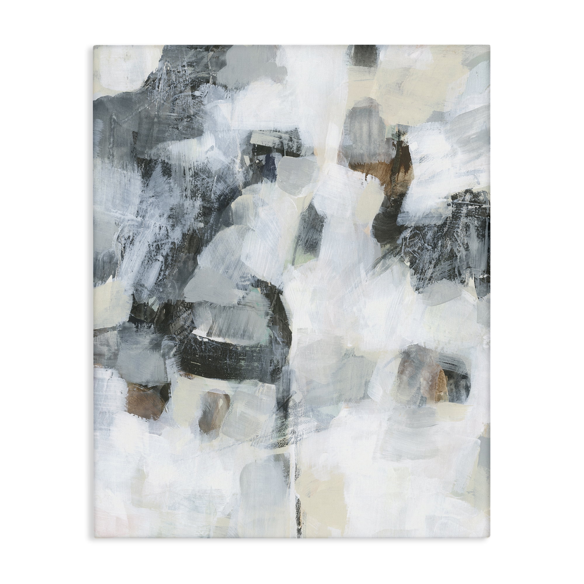 Stupell Industries Grey & White Abstract Pattern Abstract Painting Wrapped Canvas Art Print Wall Art, 30 x 40