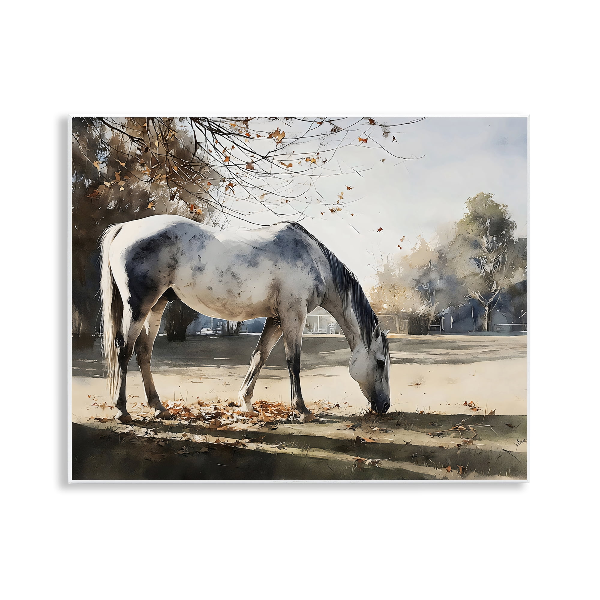 Stupell Industries Grey & White Mare Grazing Wall Plaque Art, design by Franklyn Gregory