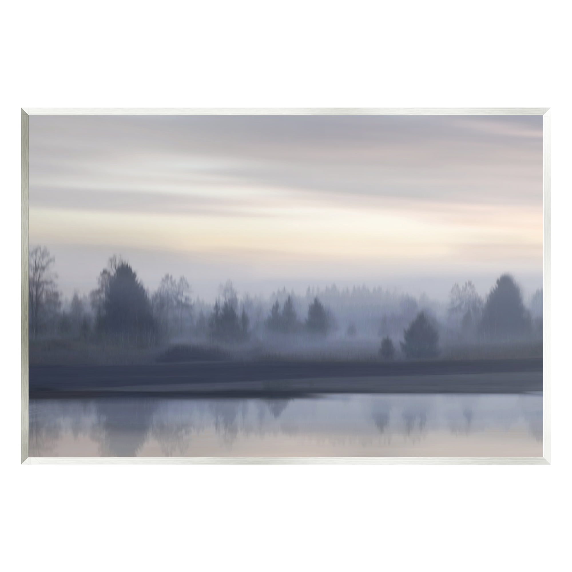 Stupell Industries Grey Woodland Lake Landscape Painting Unframed Art Print Wall Art, 19 x 13