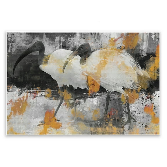 Stupell Industries Grey & Yellow Modern Birds Animals Painting Unframed Art Print Wall Art, 15 x 10