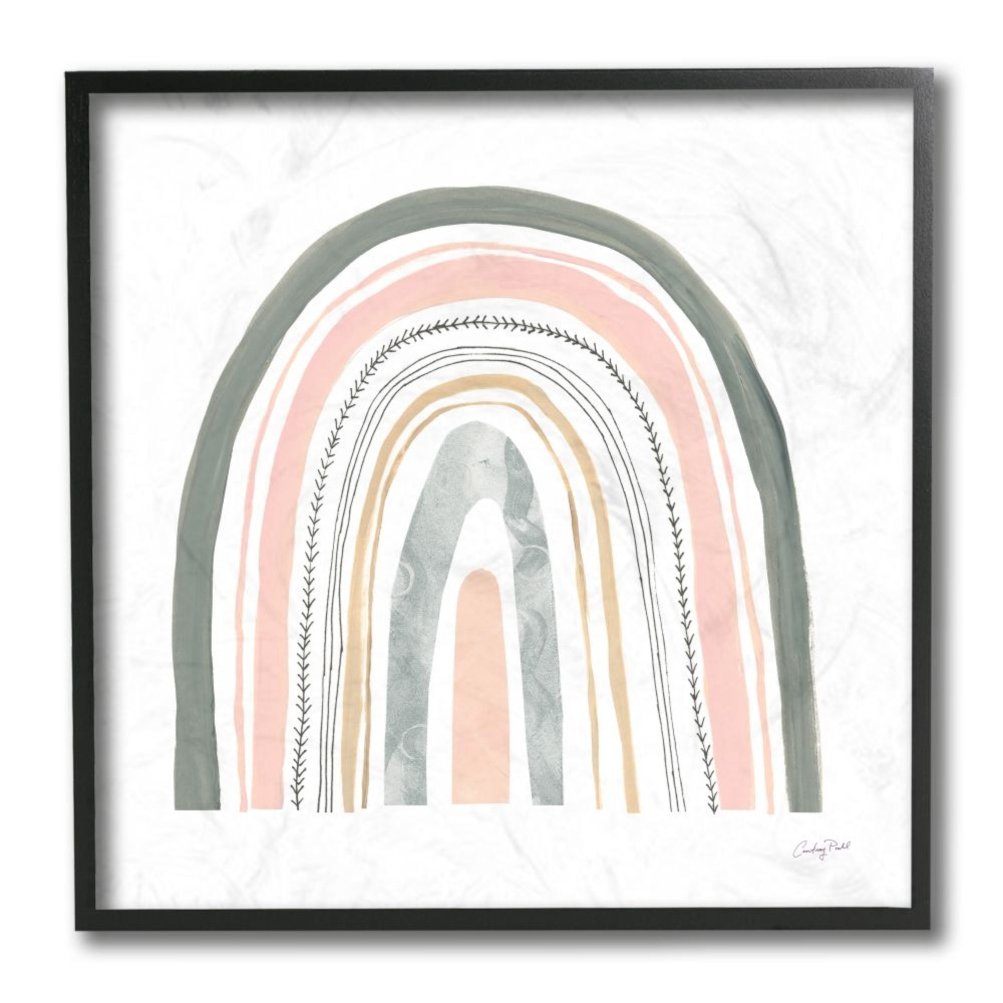 Stupell Industries Grey and Pink Abstract Fluid Linework Rainbow Design by Courtney Prahl