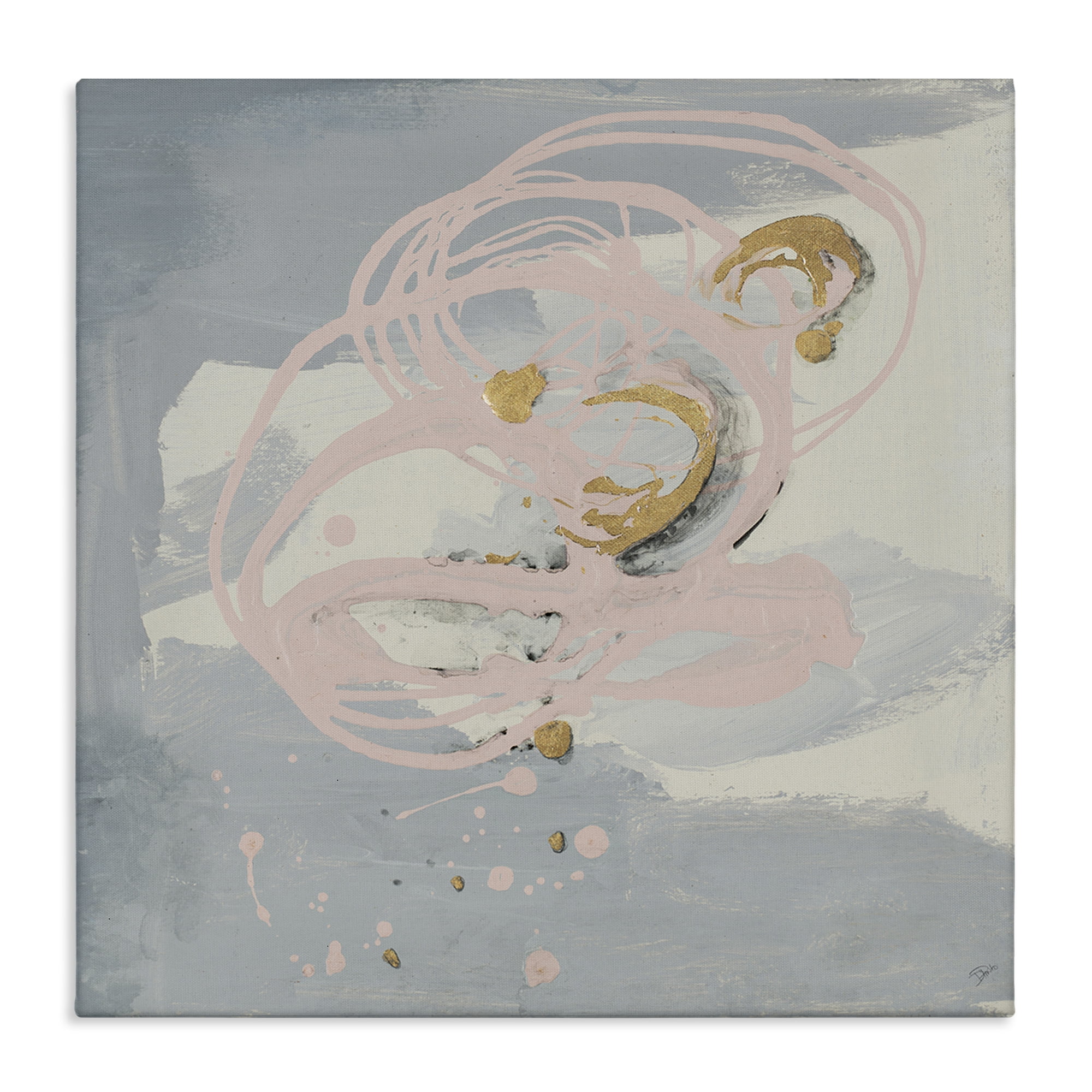 Stupell Industries Grey with Pink Swirl Abstract Painting Gallery Wrapped Canvas Art Print Wall Art, 30 x 30