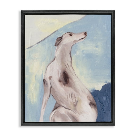 Stupell Industries Greyhound Abstract Painting Animals & Insects Painting Black Floater Framed Canvas Art Print Wall Art, 17 x 21