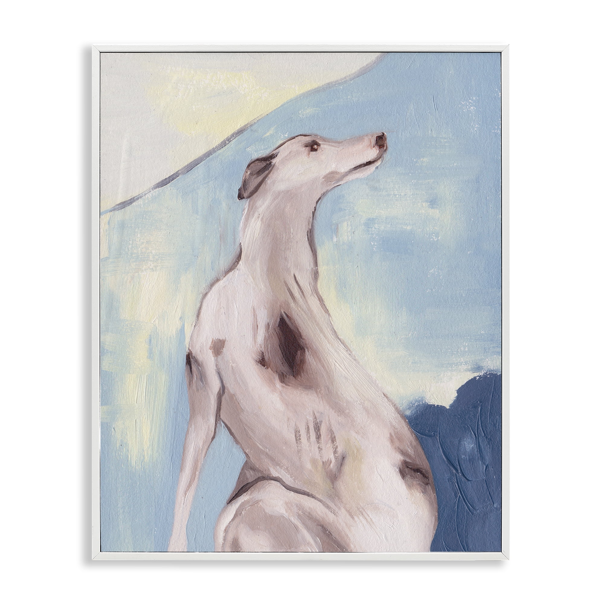 Stupell Industries Greyhound Abstract Painting Animals & Insects Painting White Framed Art Print Wall Art, 11 x 14