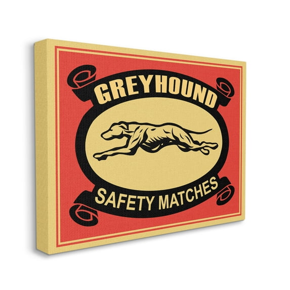 Stupell Industries Greyhound Safety Matches Yellow Red Vintage Advertisement Graphic Art Gallery-Wrapped Canvas Print Wall Art, 30x40, by Mark Rogan
