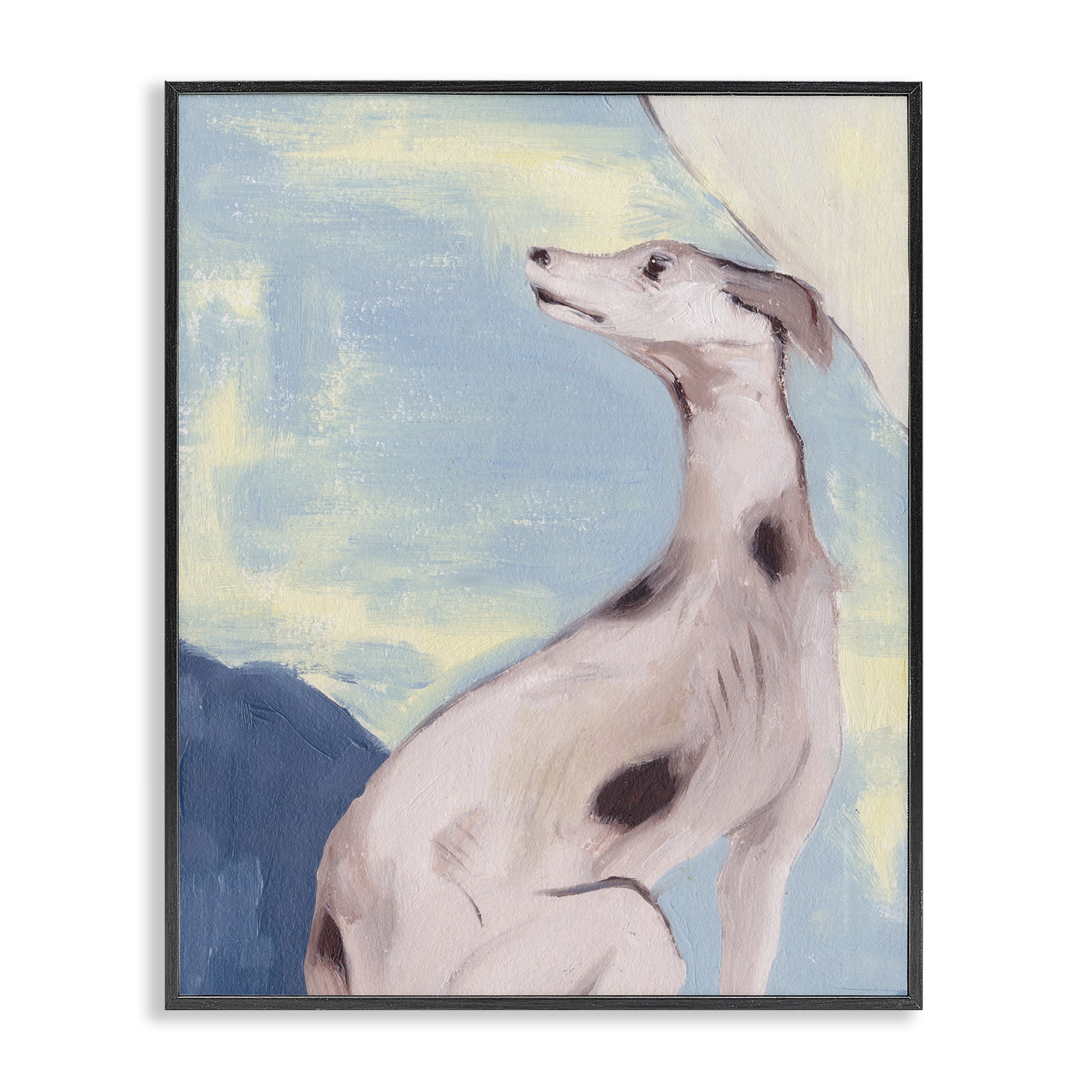 Stupell Industries Greyhound on Blue Animals & Insects Painting Black Framed Art Print Wall Art, 16 x 20